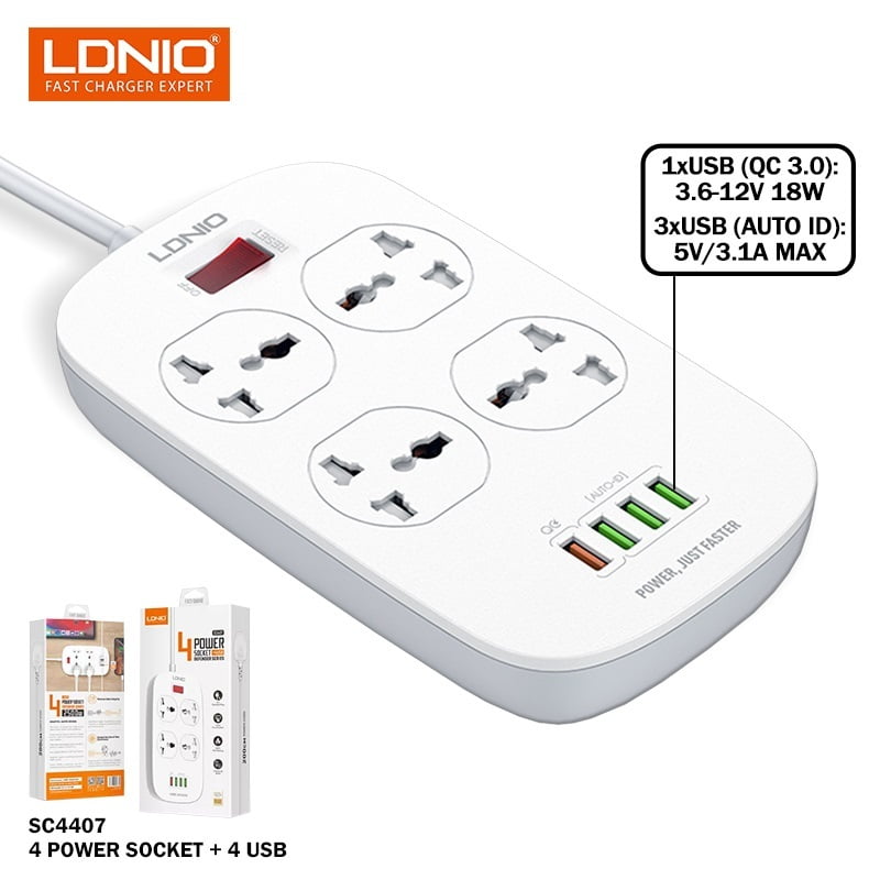 Ldnio Multi Plug With Usb Extension Wire Sc4407