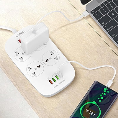 Ldnio Multi Plug With Usb Extension Wire Sc4407 Ldnio Multi Plug With Usb Extension Wire Sc4407