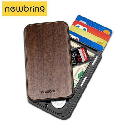 Card Holder-Slim Flip Card Wallet With Bamboo Wood Cover