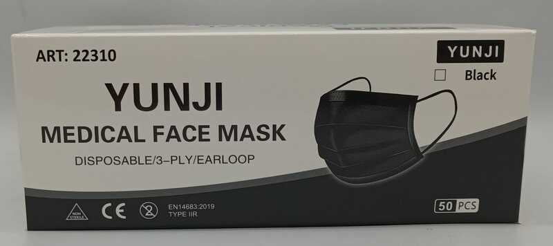 Yunji Medical 3PLY Face Mask Black 50pcs.