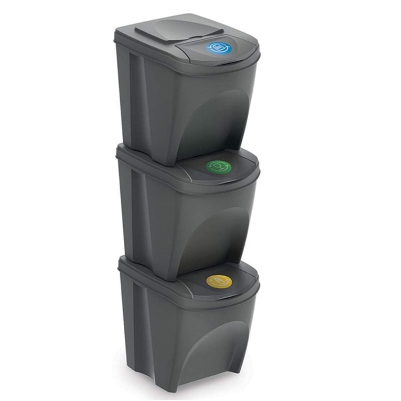 Sortibox Set Of 3 Stackable Recycling Bins